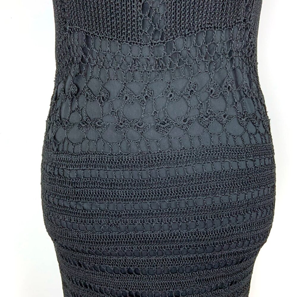 Vintage 90’s Kroshetta By Papillon Black Crochet Midi Dress Size S - Picture 7 of 16